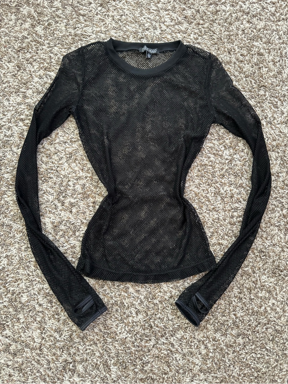 Y2k Mesh Long Sleeve Tee - Black